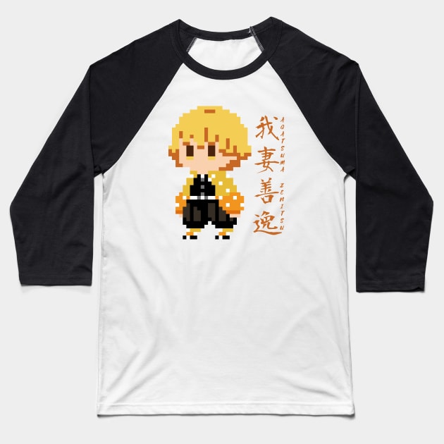 Agatsuma Zenitsu (Pixel Art) Baseball T-Shirt by MilotheCorgi